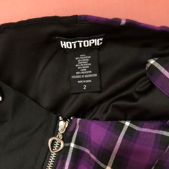 2XL Sz 18 Hot Topic Split Purple Plaid Kawaii Punk Goth Pocket Dress - Picture 8 of 9